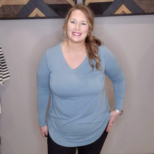 The Basic Long Sleeve Tee - Blue Grey