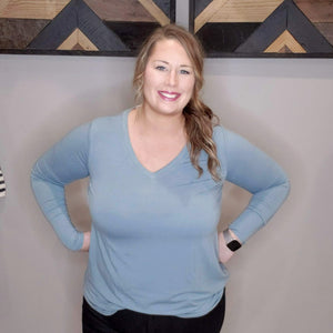 The Basic Long Sleeve Tee - Blue Grey