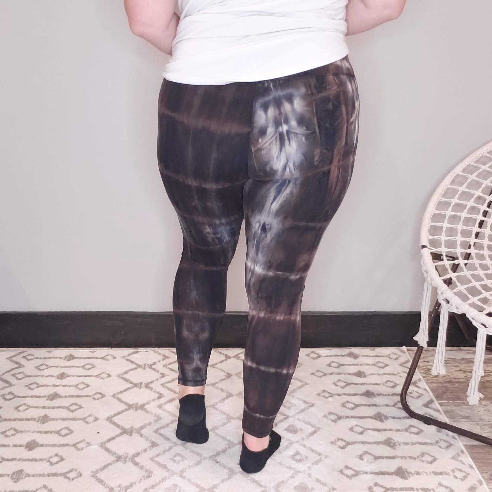 Tie Dyed Shredded Knee Laser-Cut Leggings