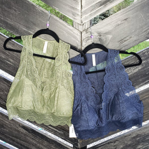 Lace Halter Bralette - Navy