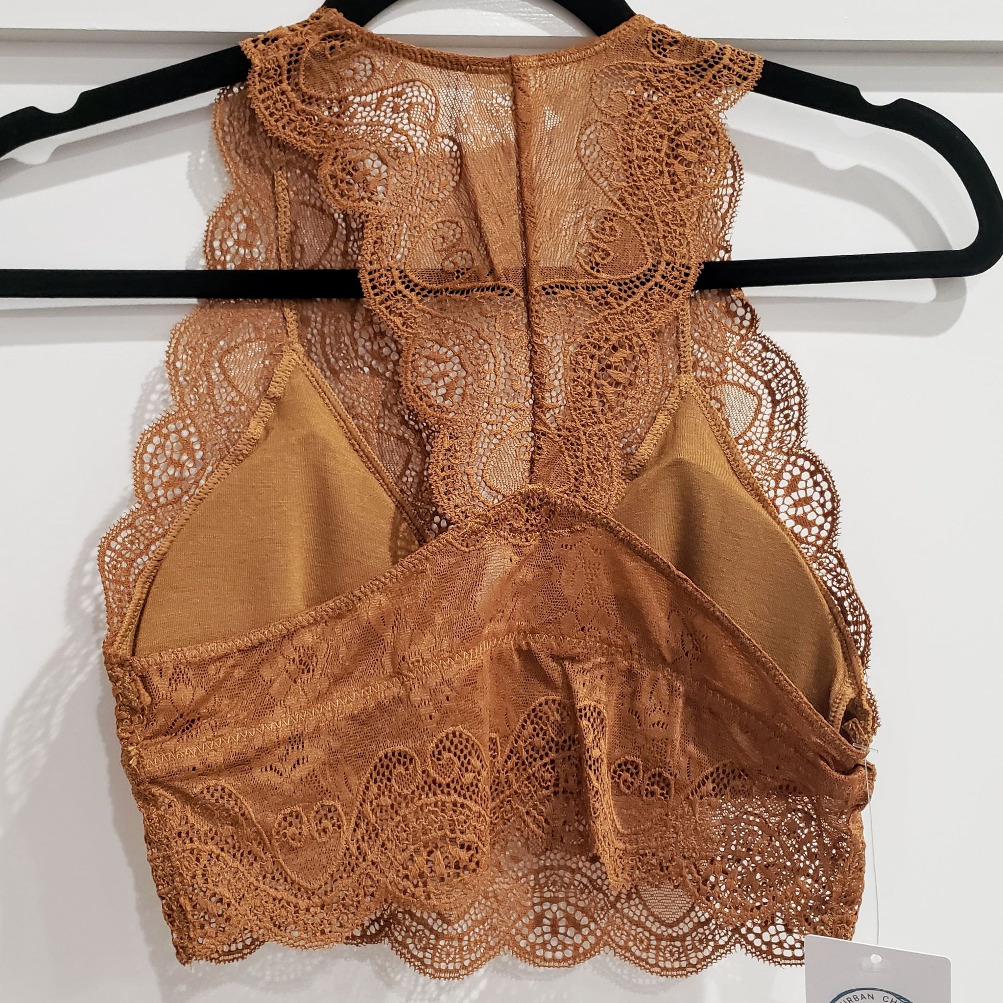 Lace Halter Bralette - Coffee