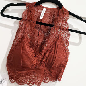 Lace Halter Bralette - Dark Rust