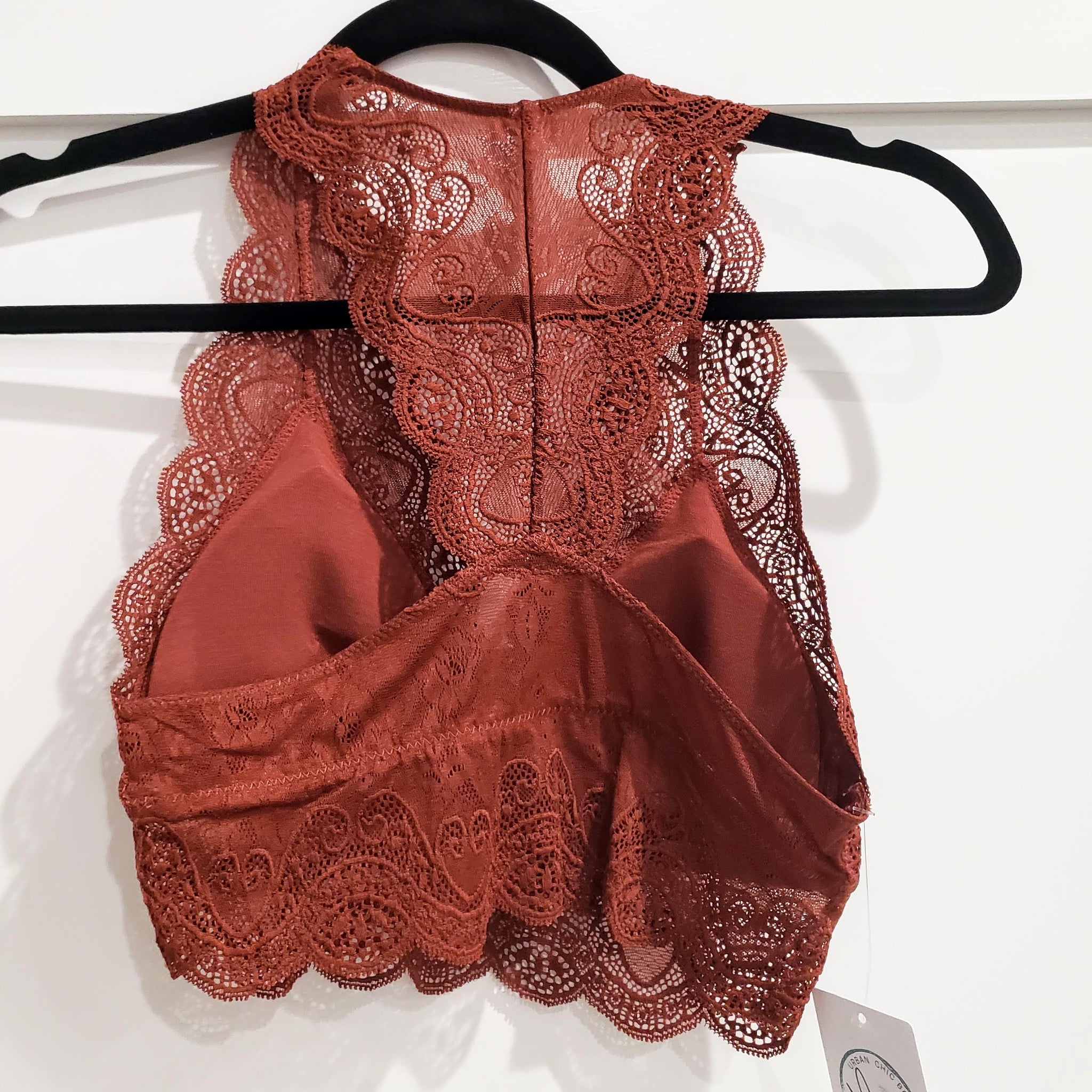 Lace Halter Bralette - Dark Rust