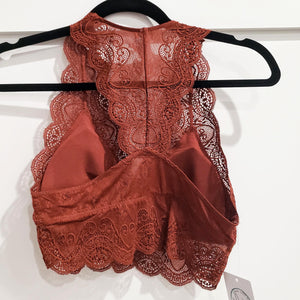 Lace Halter Bralette - Dark Rust