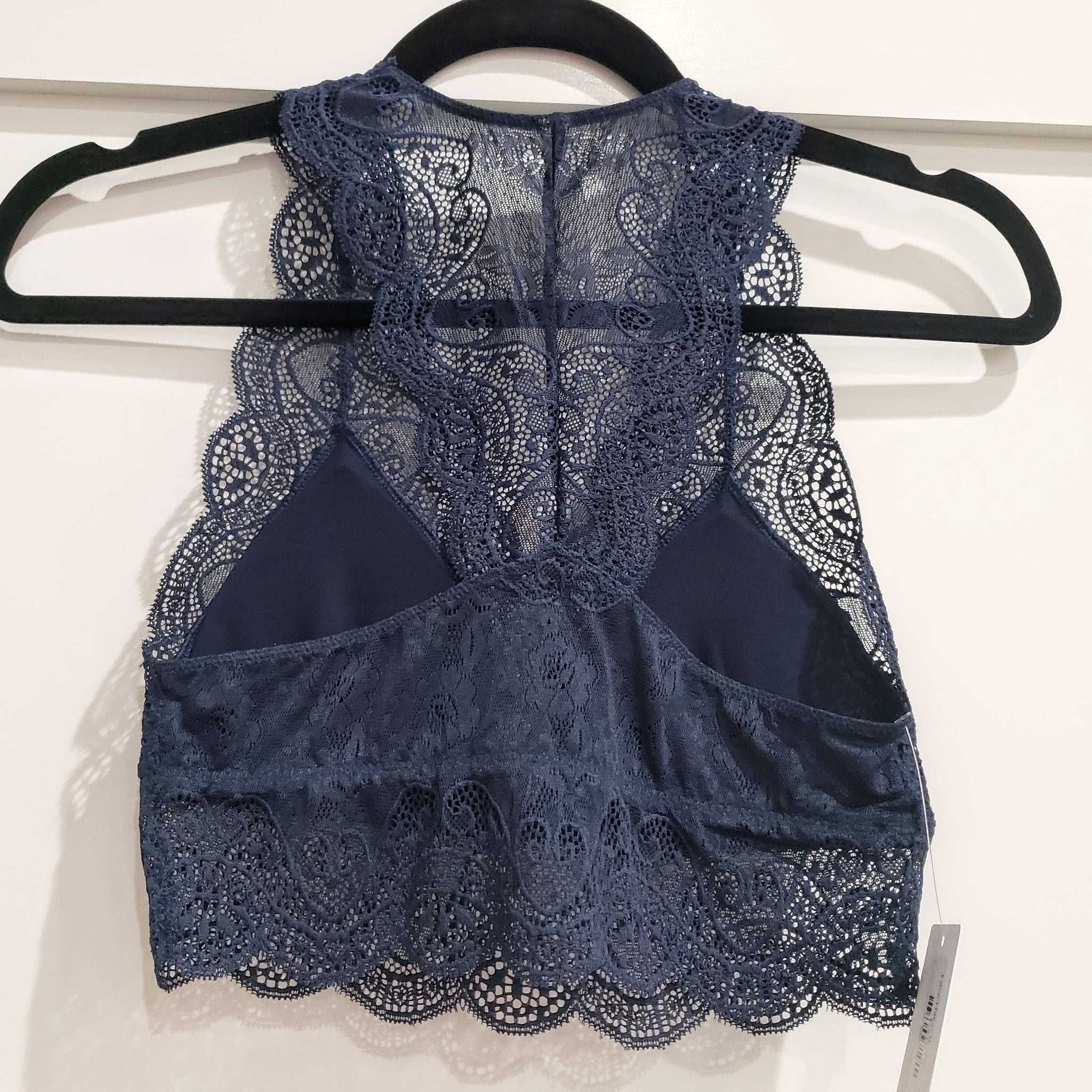 Lace Halter Bralette - Navy