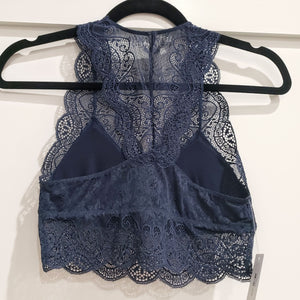 Lace Halter Bralette - Navy