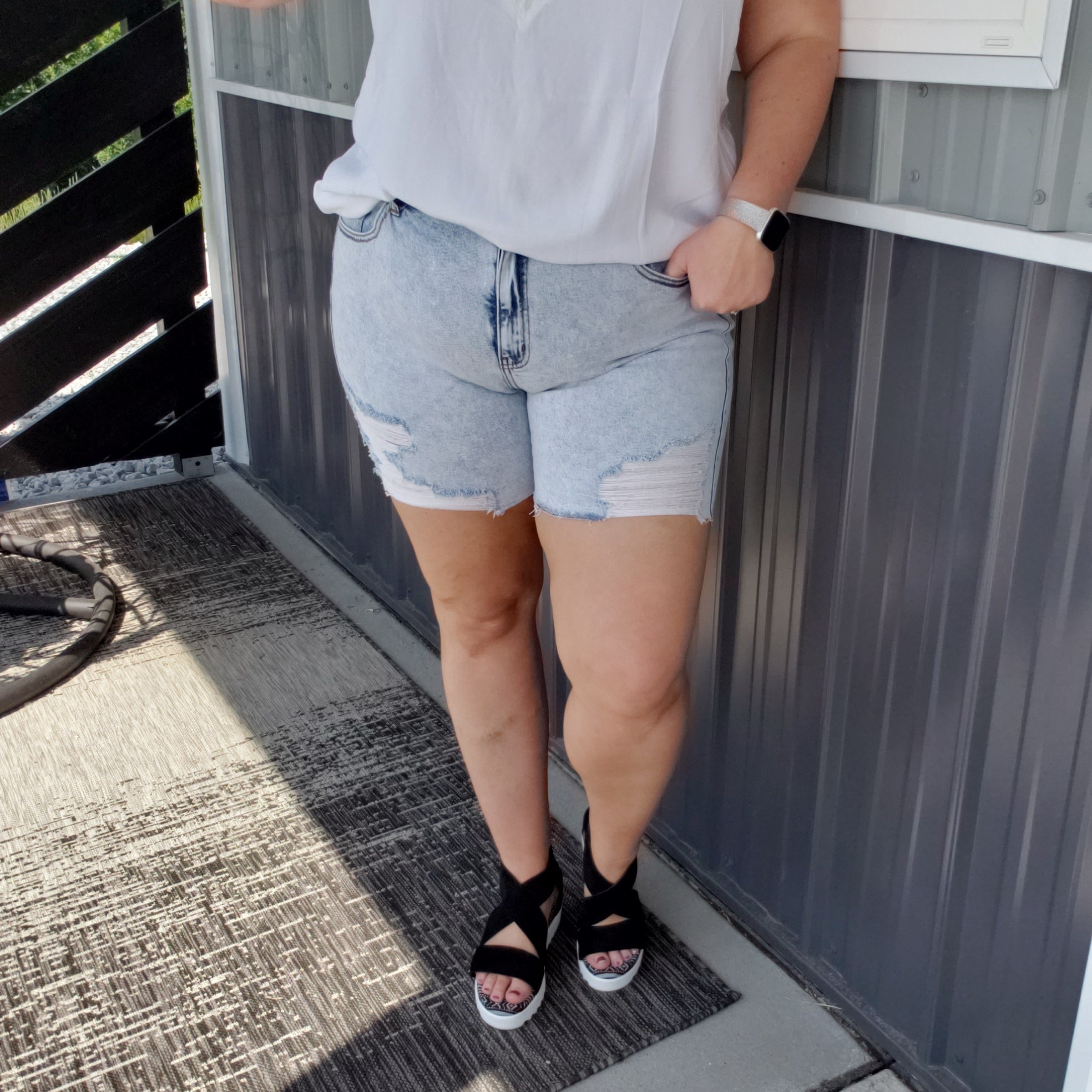 Throw Back Acid Wash Shorts
