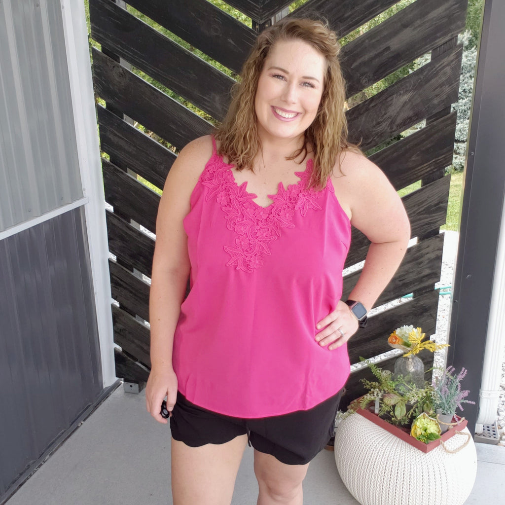 Keeping Secrets Basic Tank - Fuchsia