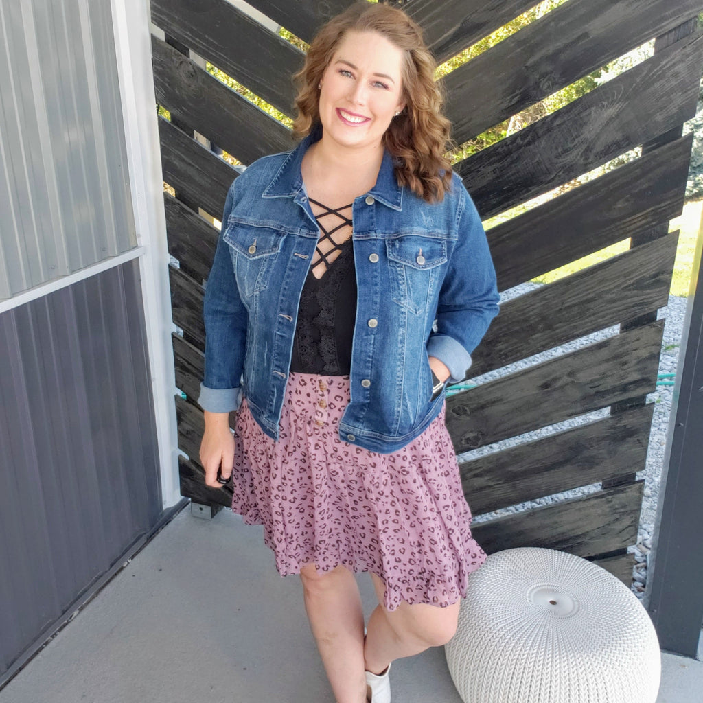 Reflections Lavender Cheetah Print Skirt