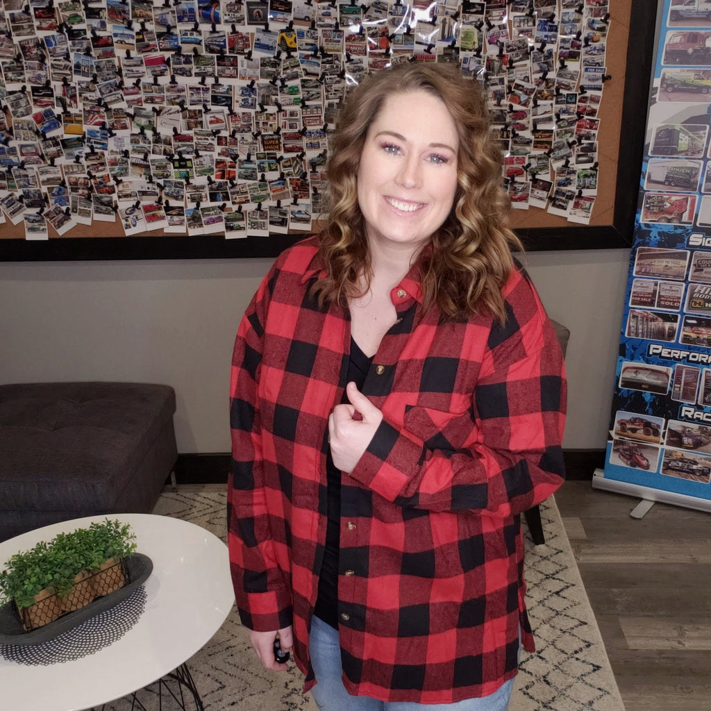 Happens Like That Plaid Top - Red/Black