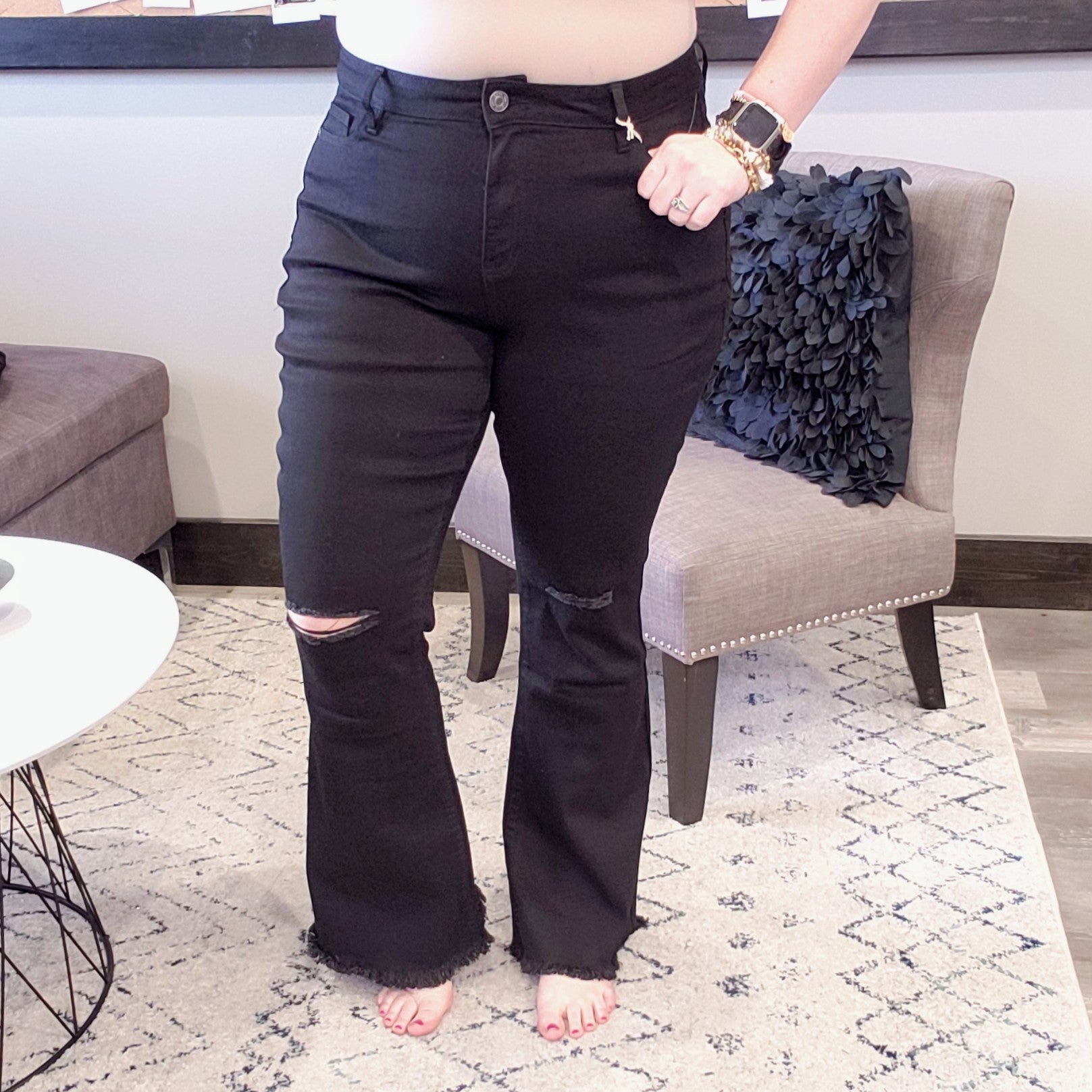 Karissa Black Flare Jeans - YMI