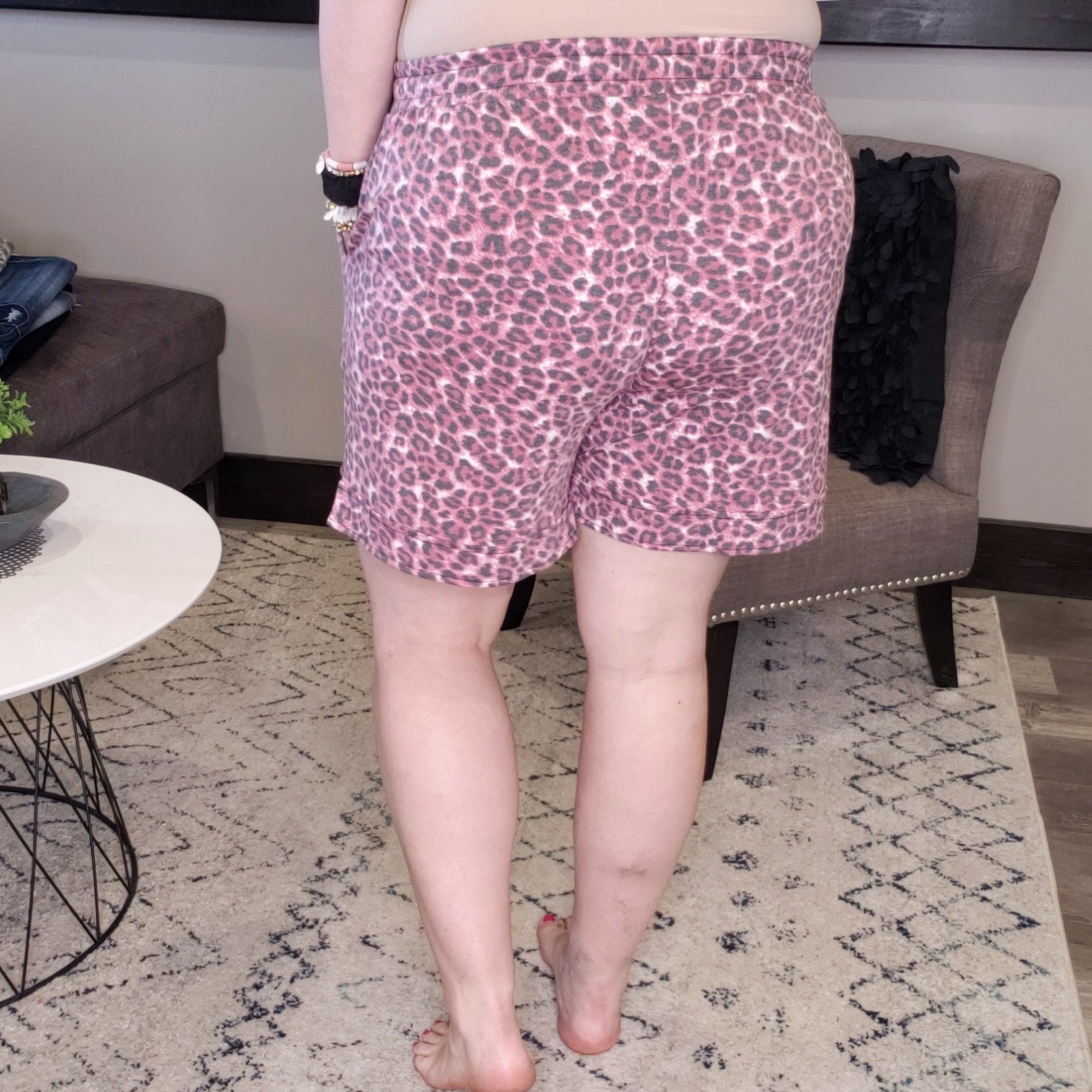 Leopard Casual Shorts - Cranberry