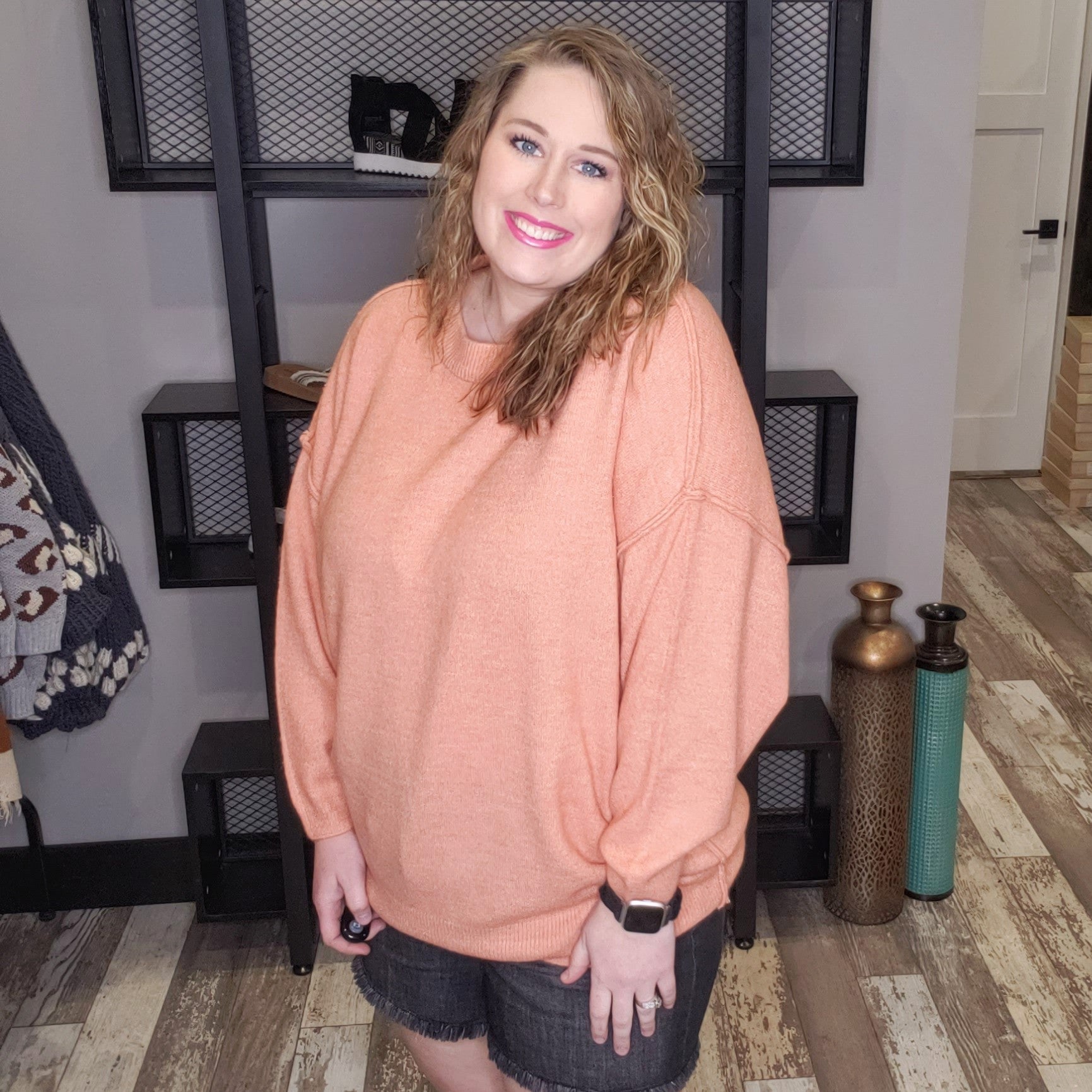 Sweet Confidence Sweater - Heather Coral