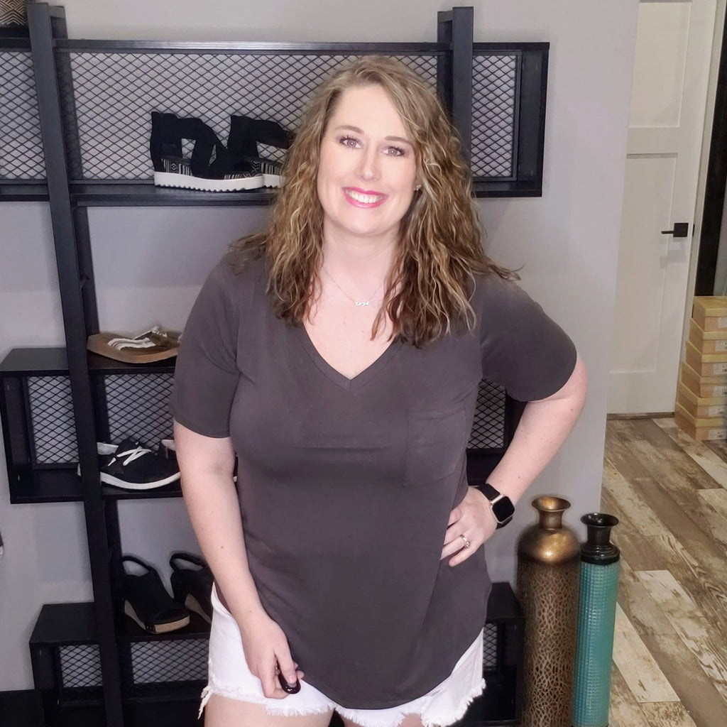 Match For My Heart Basic Top - Ash Grey