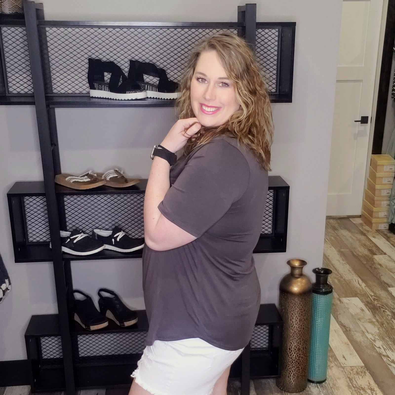 Match For My Heart Basic Top - Ash Grey