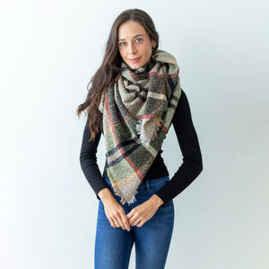 The Eleanor Plaid Scarf - Taupe