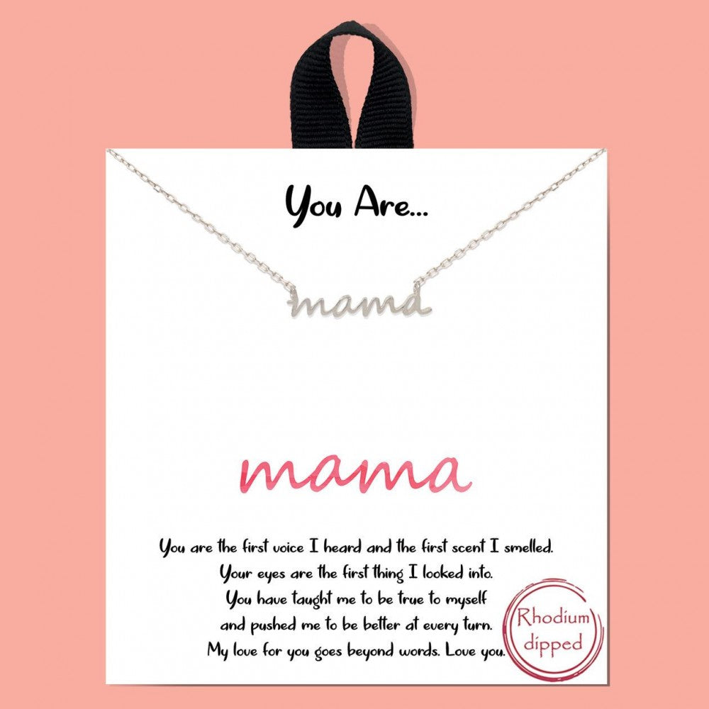 Script Mama Necklace - Silver