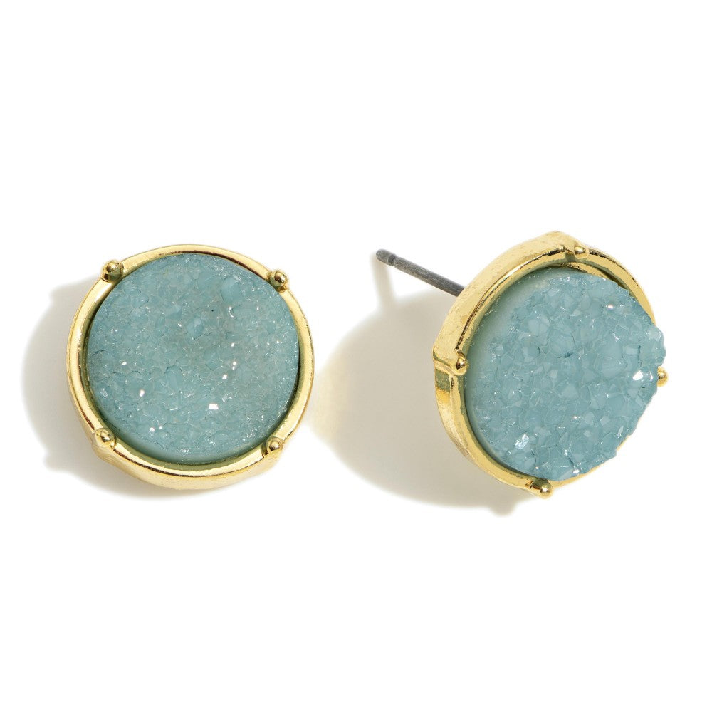 Mary Stud Earrings - Light Blue