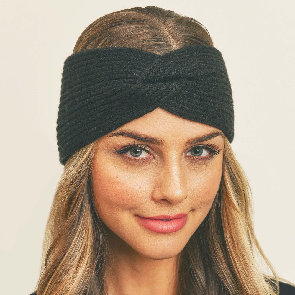 Tessa Cold Weather Head Band Wrap - Black