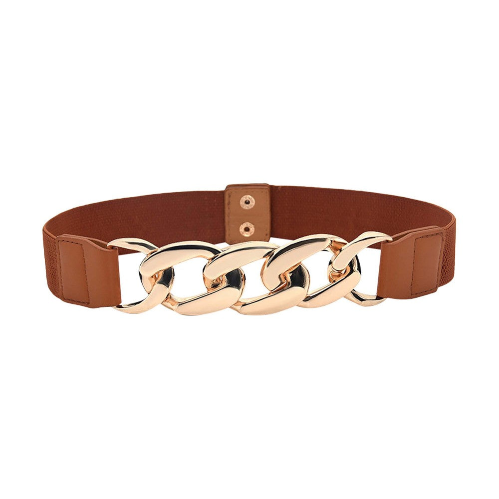 Thelma Stretch Chain Belt - Brown