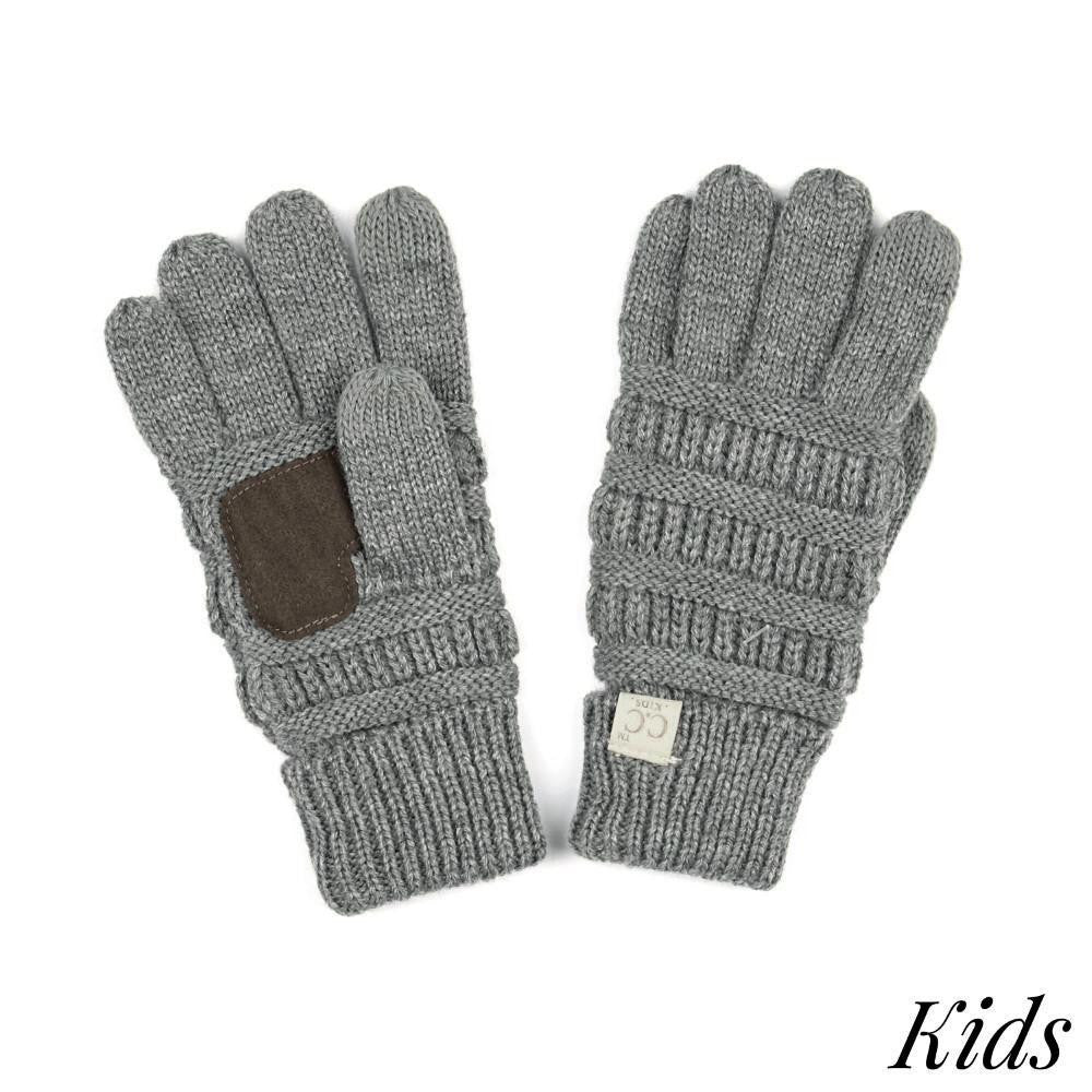Tinsley Ribbed Knit Gloves - Lt Grey - Kids - C.C. Brand