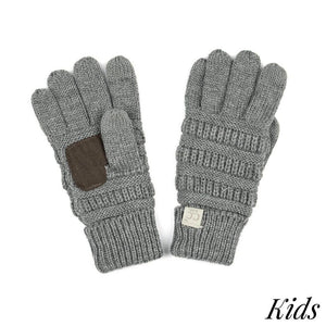 Tinsley Ribbed Knit Gloves - Lt Grey - Kids - C.C. Brand