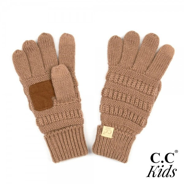 Tinsley Ribbed Knit Gloves - Taupe - Kids - C.C. Brand