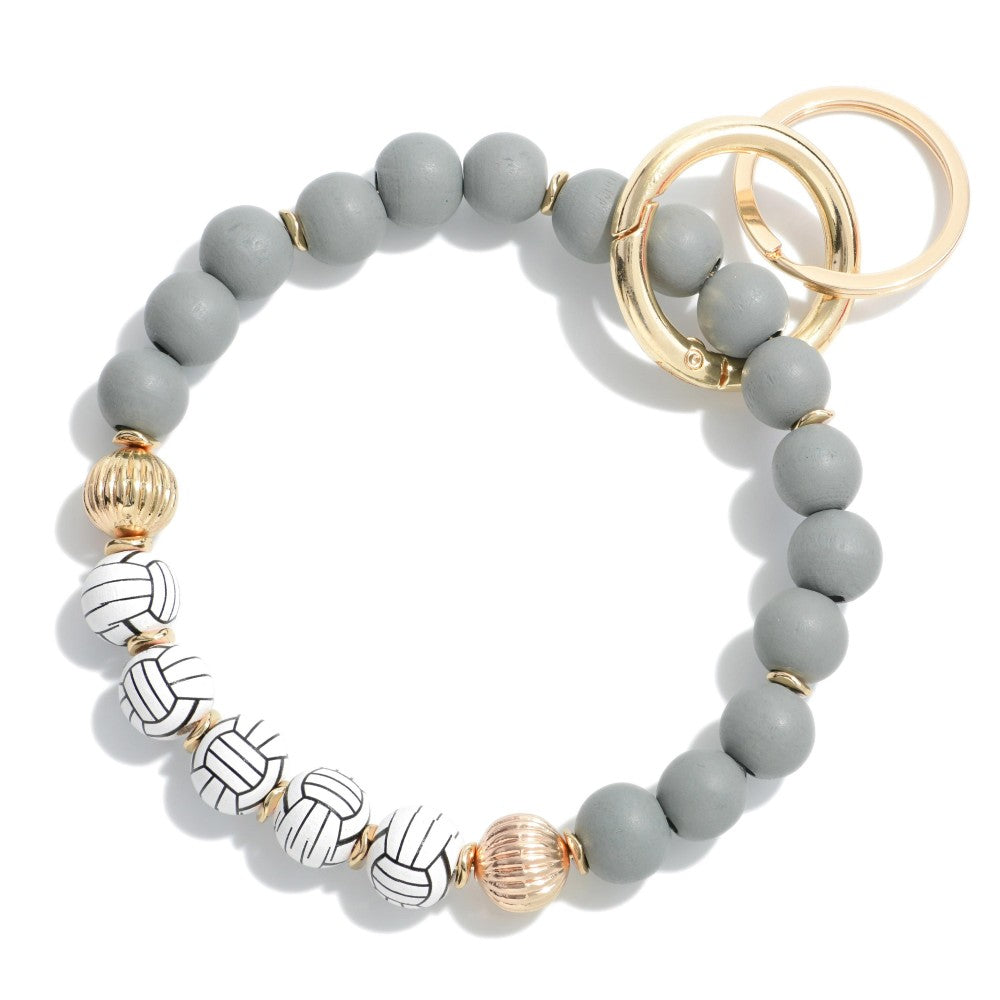 Toby Wooden Bracelet Keychain - Volleyball